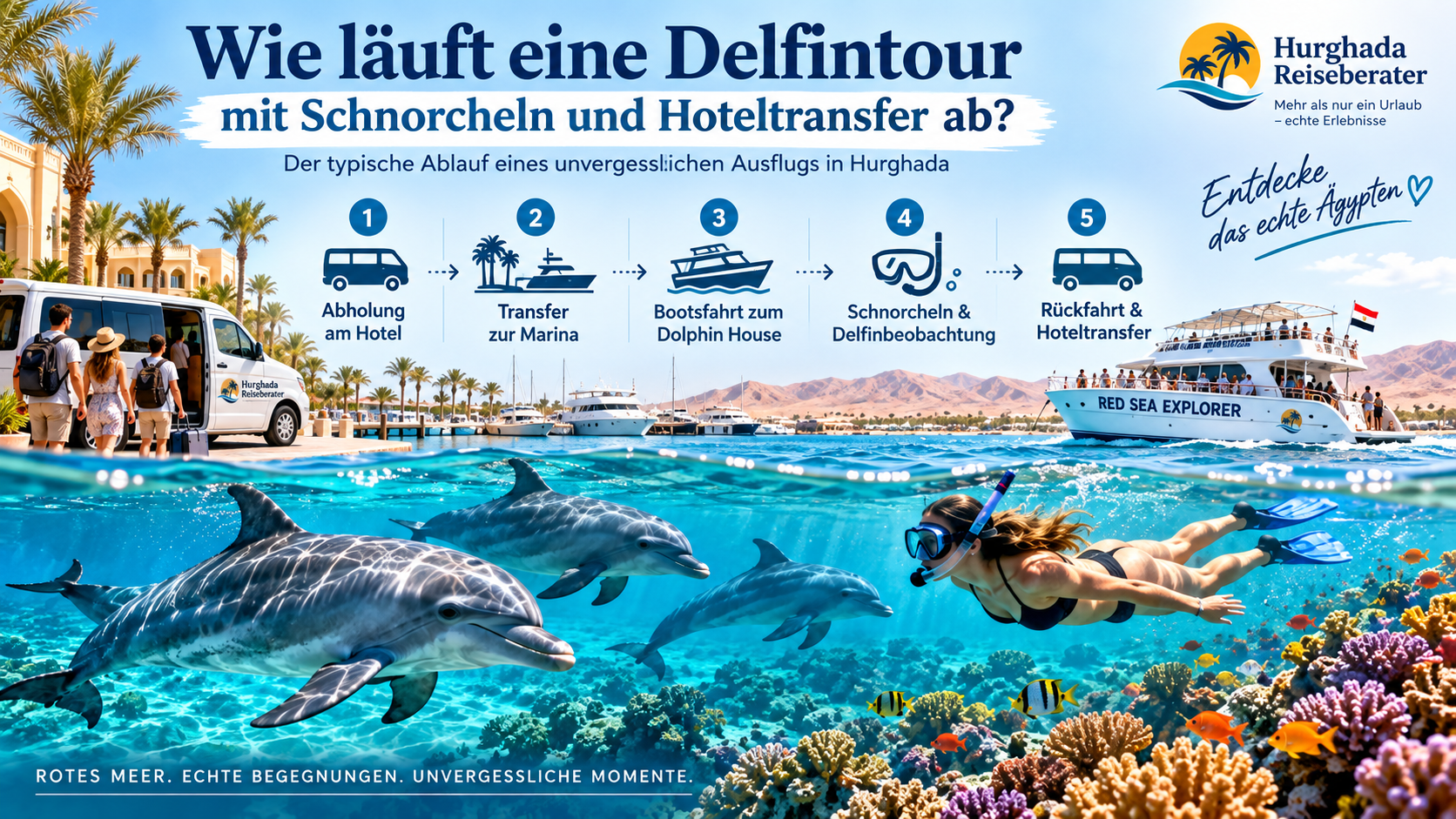 Wie läuft eine Delfintour mit Schnorcheln und Hoteltransfer ab